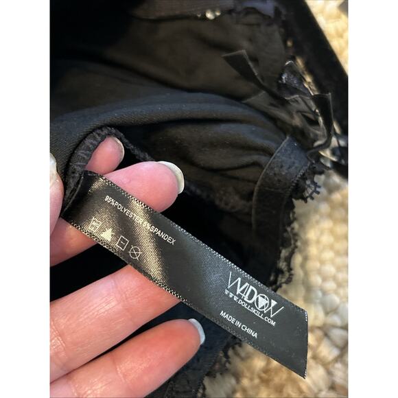 NWT Dolls Kill Protected Aura Slip Dress Black Embroidered Flowers Goth Sz M - Picture 6 of 12